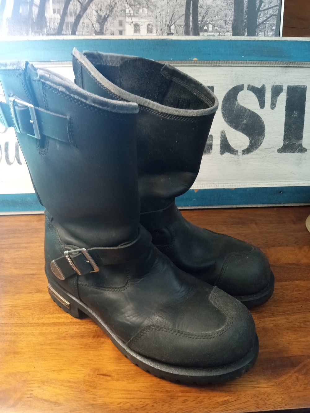 Milwaukee Black Leather Buckle Boot